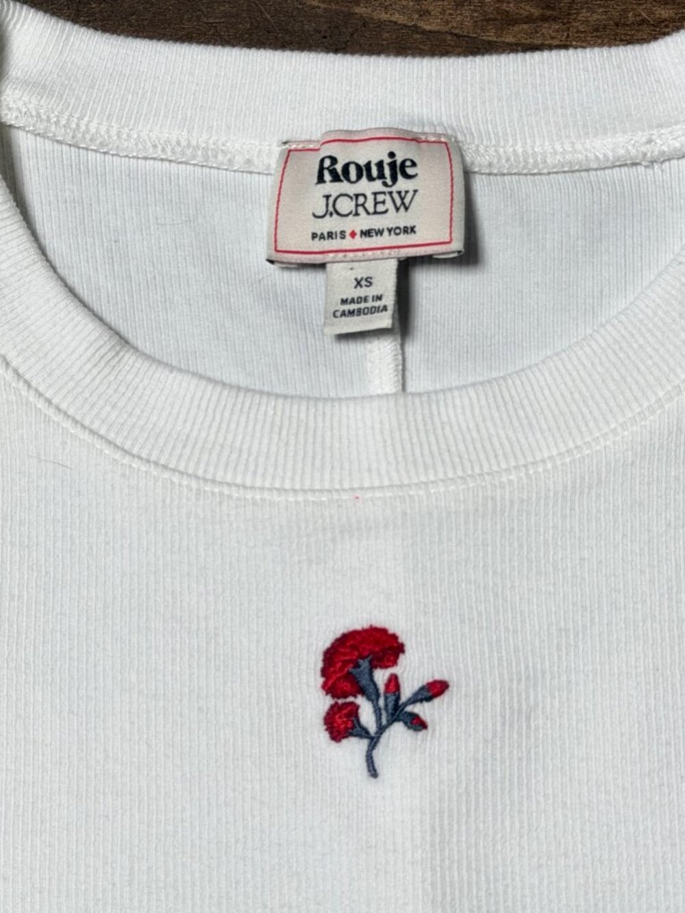 Exclusive J.Crew x Rouje Paris & New York Collab Ribbed Knit Tee NWOT - Picture 2 of 11